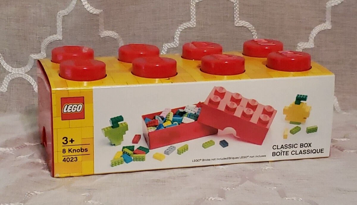 Lego 4023 - RED - Classic Box - 8 Knobs - Lunch Box - Store Anything! - NEW