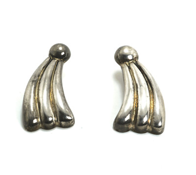 Vintage ZAC Mexico Sterling Silver Long Ribbed Design Earrings | eBay