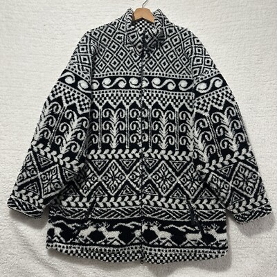 Helly Hansen Vintage Black & White Quarter Zip Fleece Jacket Oversize Sz L, XL?