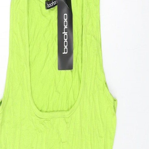 Pullover Boohoo para mujer verde viscosa ceñido al cuerpo talla 6 cuello cuadrado - Imagen 3 de 10