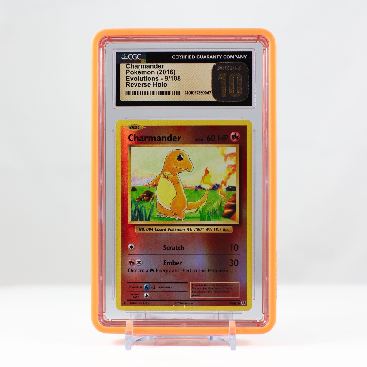 Pokmon Charmander Reverse Holo 9/108 XY Evolutions - CGC 10 PRISTINE - POP  2