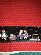 Daisy Kingdom Raggedy Ann  Andy Border Cotton Fabric 1/2 Yard 18" By 44" New