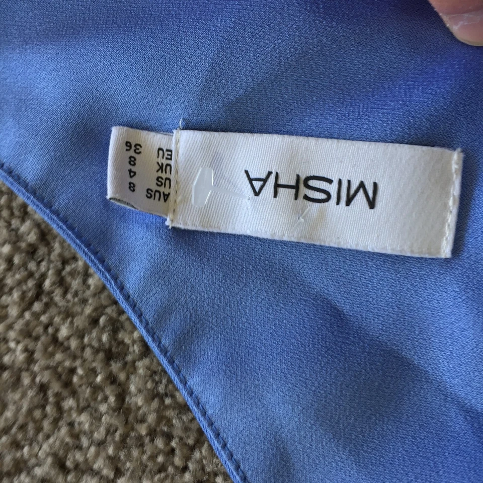 Misha Collection Mujer Corte Formal Maxi 8 Kristin Satinado Vestido Azul 099991 Foto 4 de 4