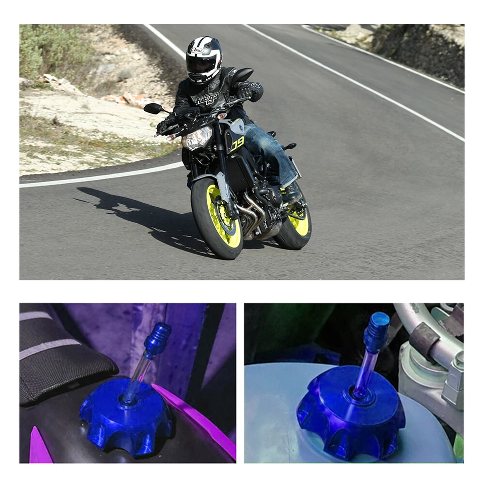 Kit de tapa de tanque de combustible de gasolina azul para Kawasaki KX250 KX250R KX85 Suzuki DR200S DR250SE Foto 3 de 4