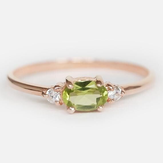 Wedding Engagement Ring 1 Ct Oval Cut Natural Peridot Sterling Silver 925-image