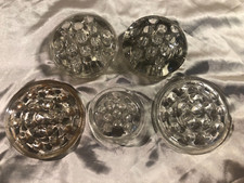 Lot Of 5 Vintage Clear Glass Floral Frogs 16, 13  11 Hole