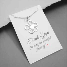 Sterling Silver Flower Necklace, Flower Girl Necklace, 14" with 2"extender