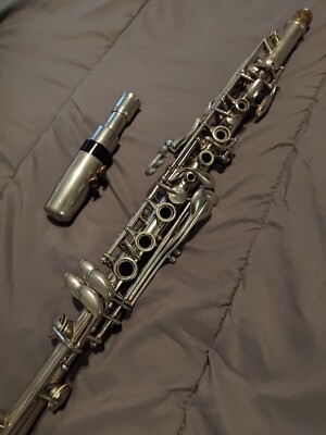 ThePedller Elkhart-IND Premiereメタルクラリネット Antique Elkhart Pedler Premiere Clarinet - Silver Plated - Working
