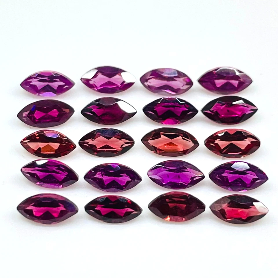 150 piezas piedras preciosas sueltas sin tratar corte marquesa granate rodolita natural 5x2,5 mm Foto 3 de 4