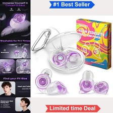 Concert Ear Plugs 2 Pairs High Fidelity Reusable 24dB Noise Reduction with