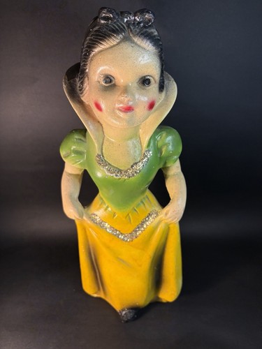 1940-50s Snow White Carnival Figure Statue Chalkware Glitter Accents