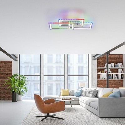 Leuchten Direkt 14636-55 FELIX60 LED Deckenleuchte drehbare Rahmen RGBW silber