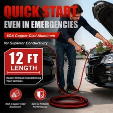 8 Gauge 12ft Jumper Cables Heavy Duty Booster Cables For Car Truck 8 Gauge 12ft Jumper Cables Heavy Duty Booster Cables For Car Truck