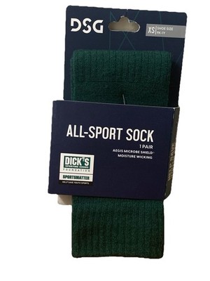 DSG All-Sport Sock Aegis Microbe Shield Kids XS(9K-1Y) Green 1 Pair