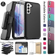 For Samsung Galaxy S21 Plus Ultra FE Case Heavy Duty Clip Cover / Tempered Glass