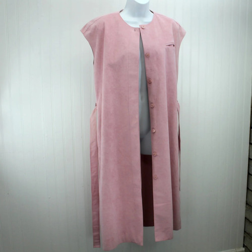 Vintage Samuel Robert Androu Designer Long Vest Dusty Pink 1970s Ultrasuede