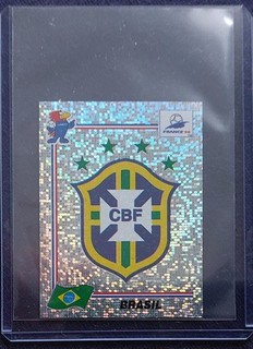 Panini World Cup 1998 Glitter Sticker No. 15 Unpasted Coat of Arms/Badge Brazil.