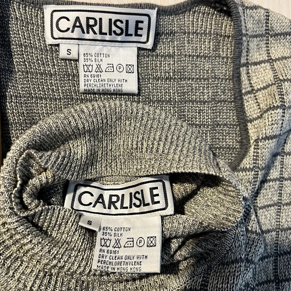Conjunto de cárdigan gris Carlisle para mujer mezcla de seda cremallera LS cuello alto SS Preppy elegante Foto 2 de 4
