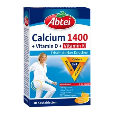 Abtei Calcium 1400+D3+K Tabletten 30 Stk Calcium Tabletten