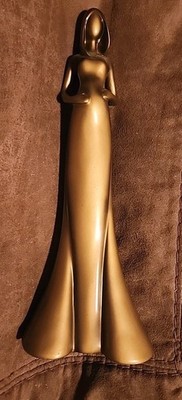 Haley Max Collection Bless Satin Gold Statue Figurine Woman Holding Baby Bump