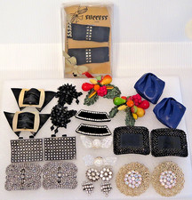 Vintage Shoe Clips Lot of 13 Pair TIP TOE, SUCCESS PARIS, Lucite, Rhinestone Etc
