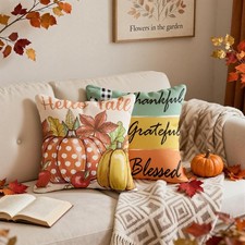 Fall Decorations for Home, Fall Pillow Covers 18x18 Inch, Thanksgiving Throw    
