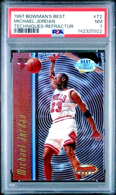 Michael Jordan 1997-98 Bowman's Best - BEST TECHNIQUES REFRACTOR #T2 PSA 7