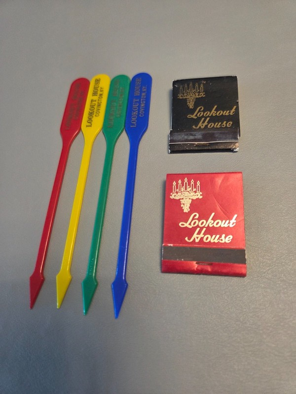 Lookout House Swizzles/Stirrers (4) & Matchbooks (2), Cov., Ky. Illegal Gambling
