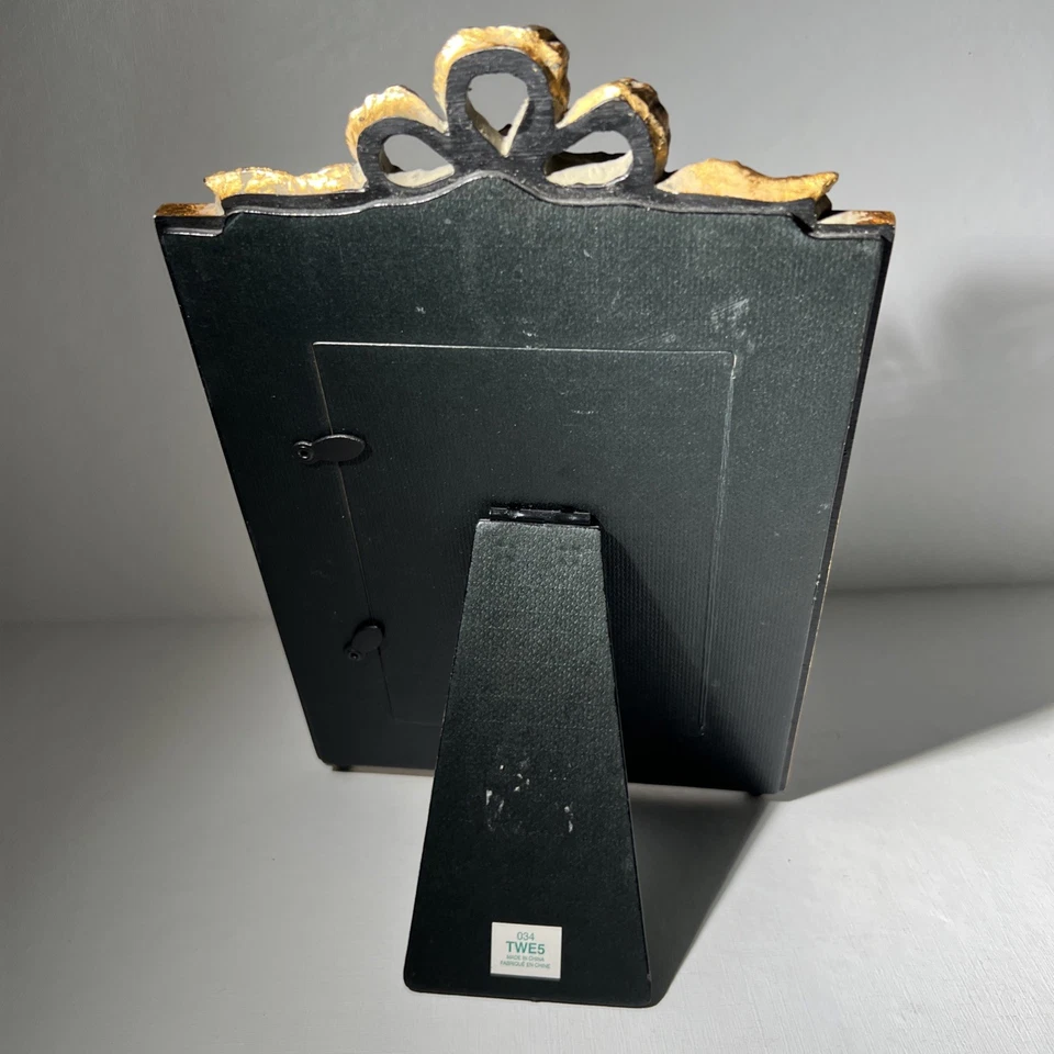 Vintage Gold Mirror Frame with Ribbon Bow and Etched Stars - Image 4 of 4