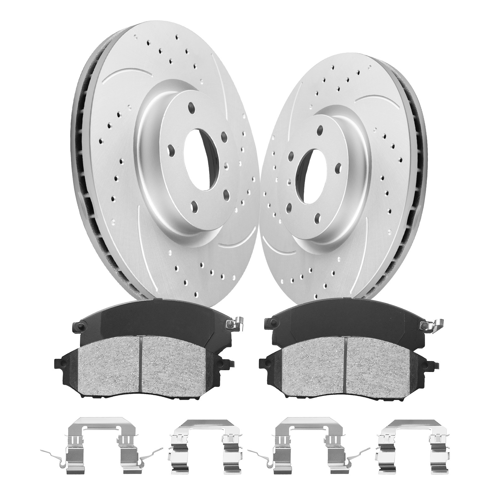 12.6" Front Drilled & Slotted Rotors + Brake Pads for Nissan 350Z 370Z 2006-2019 thumbnail 3