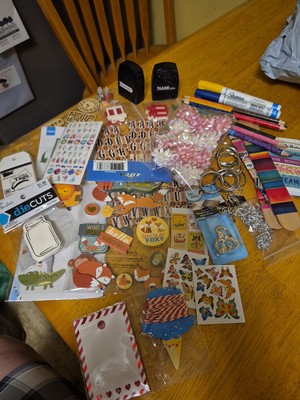 Crafty Lot: Jewelery Findings Sharpie Paint Pens Key Rings Stickers Washi Stamps