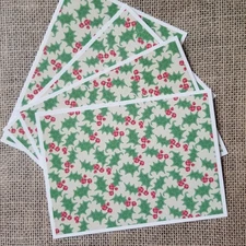Note Card Set 4 Christmas Holiday Holly Greeting Blank Cards