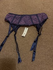 suspender belt new small purple/navy