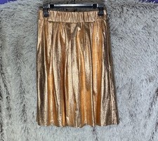 Moulinette Soeurs Anthropologie Pleated Shimmer Aline Skirt Midi Pink Rose Gold