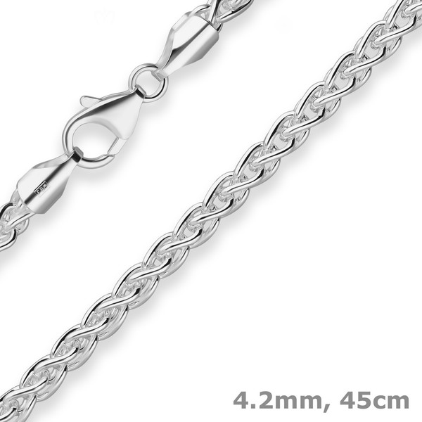 4,2Mm Zopfkette Silberkette Collier Halskette Aus 925 Silber 45Cm-image