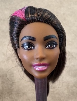 Mattel Barbie Doll Head Only African-American Pink Highlight Use For OOAK NEW