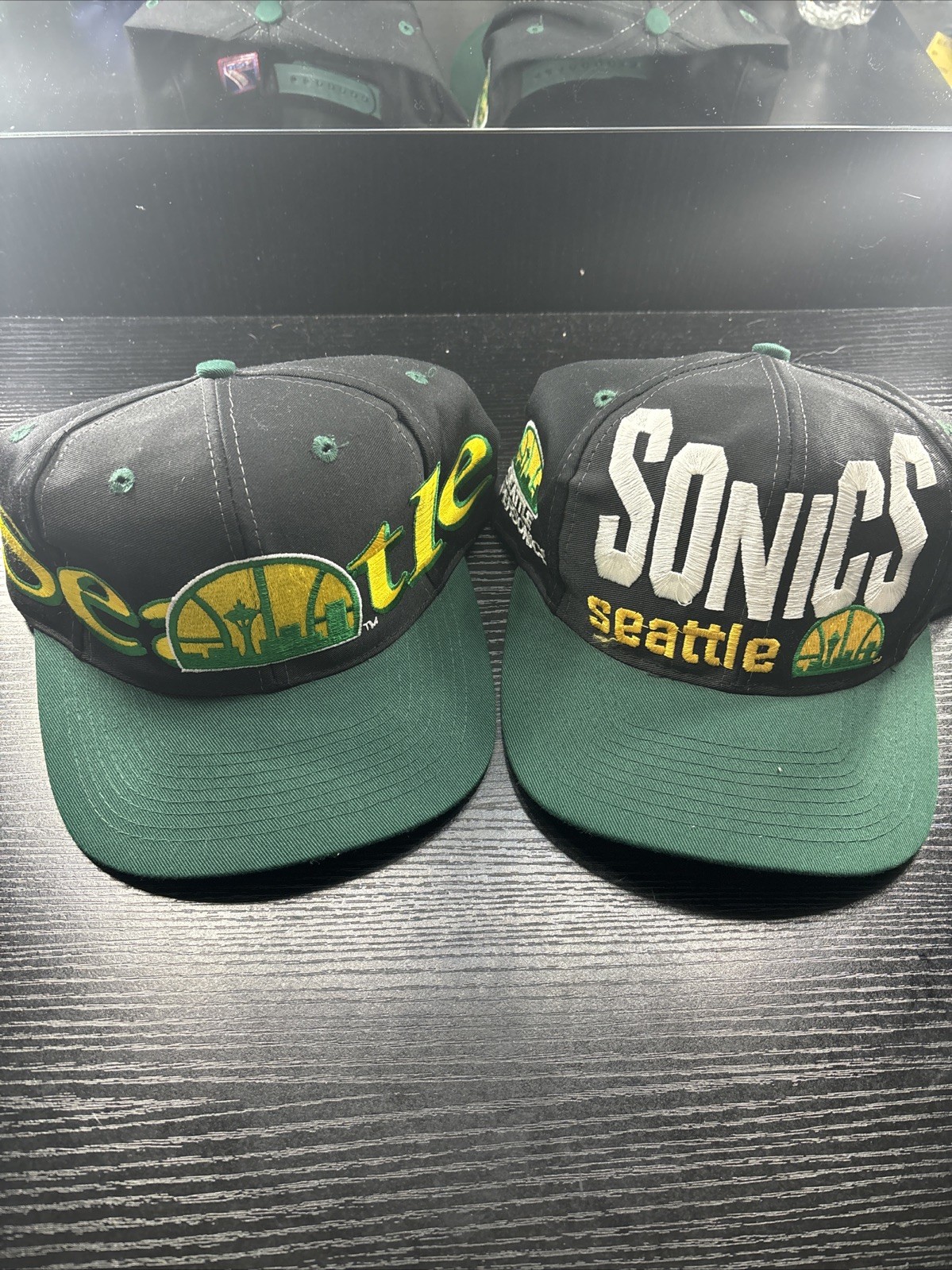 Vintage Lot Of 2 Logo 7 Seattle Super Sonics Snapback Hat