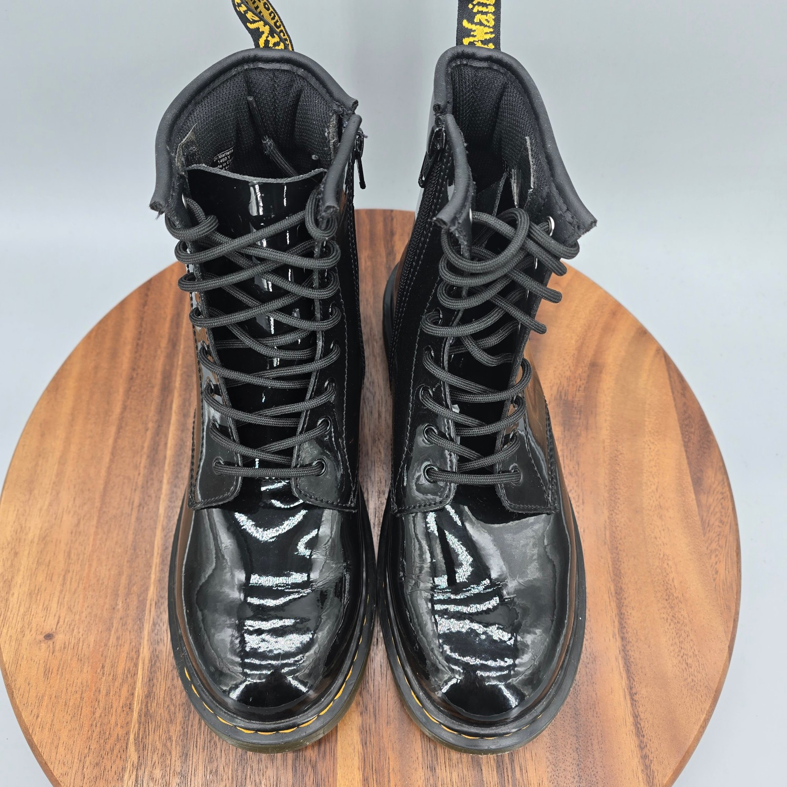 Dr. Martens 1460 Y Boots Womens 7 Black Patent Leather Combat Ankle Casual Doc thumbnail 5
