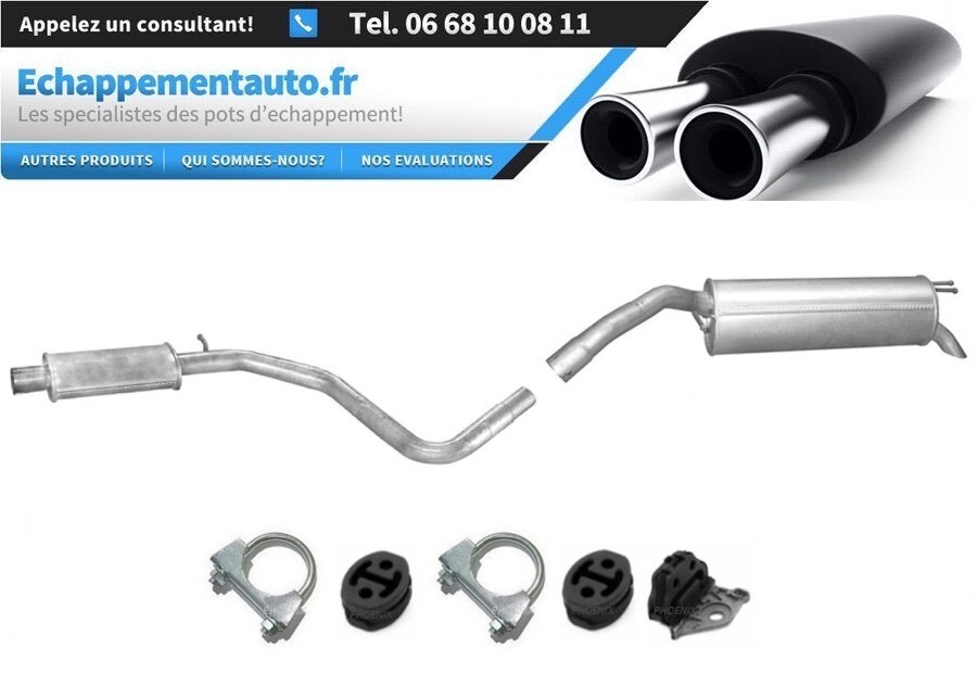Échappement arrière pour Fiat Stilo 1.9 JTD avec kit de montage