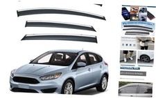 4pcs Smoke Tint with Chrome Trim Outside Mount Tape On/Clip On Style PVC Sun