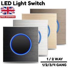 2Way Light Switch 1/2/3 Gang LED Lightswitches Push Toggle Control Wall Mounted