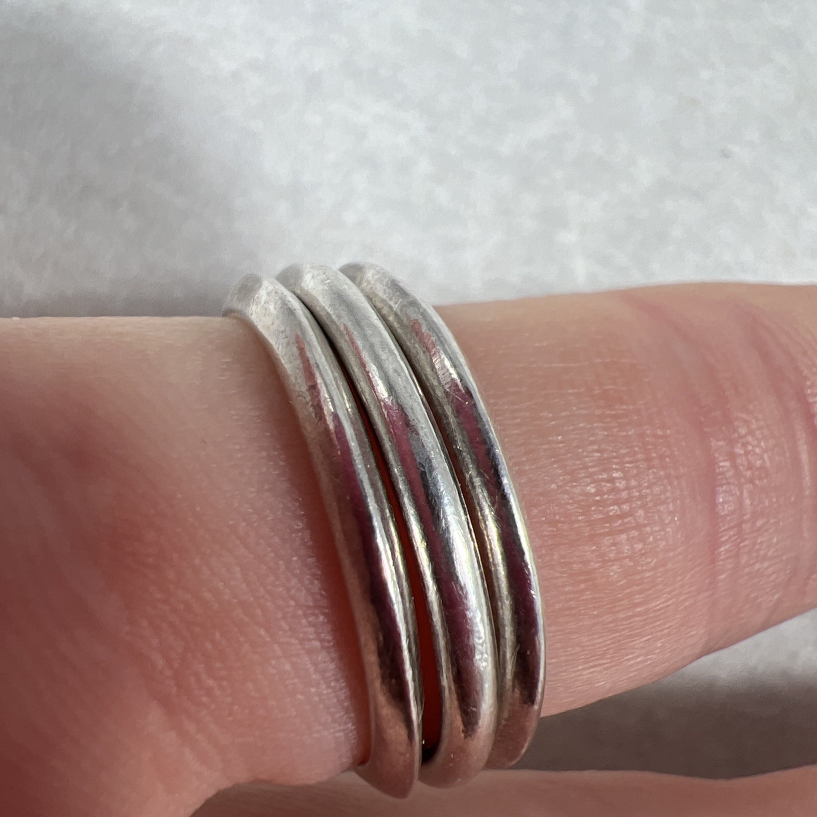 Sterling Silver 925 3 Thin Stackable Vtg Pb Band … - image 7