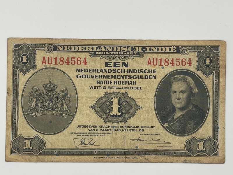 Nederlandsch-Indische Gouvernement 1 Gulden Banknote – 1943