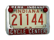1967 Indiana Motorcycle License Plate With Frame & Reflectors