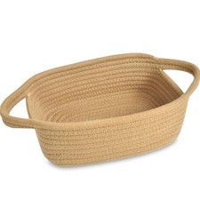 Small Storage Basket - Mini Cotton Rope Woven Shelf Basket, Cute Boho Brown