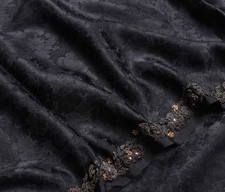 Sushila Vintage Classy Black Saree Pure Crepe Silk Self Woven HEAVY Sari Fabric