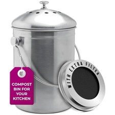 Compost Bin with Airtight Lid – 1.3 Gallon Stainless Steel Eco-Friendly Solution