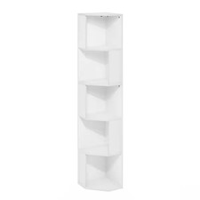 Econ 60.71 In. Tall White 5-Shelf Wood Corner Bookcase