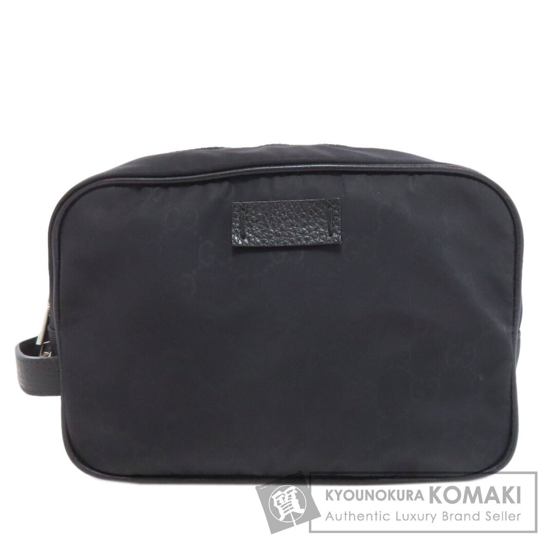 GUCCI GG Second Bag Nylon Black Used Leather Crossbody Purse