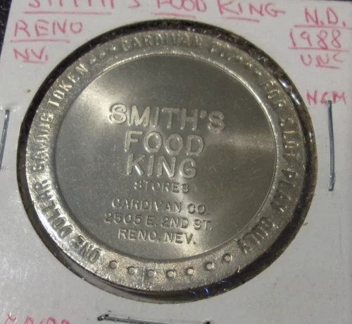 SMITH'S FOOD KING 1988 $1 ONE DOLLAR GAMING CASINO ROUTE TOKEN - Reno, NV